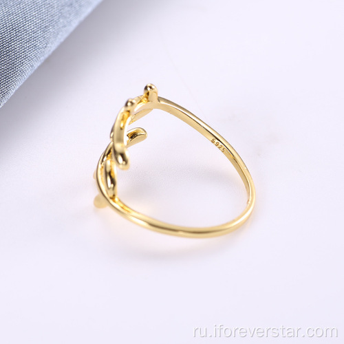 Элегантное позолоченное обручальное кольцо 925 колец